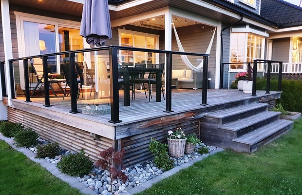 Aluflex Softline, Sort rekkverk terrasse enebolig Aluflex Softline, Sort rekkverk terrasse enebolig